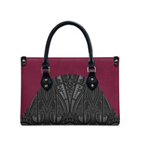 Queensland Maori Rugby Nga Hau e Wha Leather Bag Maroon Motif - Polynesian Pride