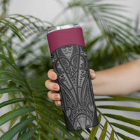 Queensland Maori Rugby Nga Hau e Wha Skinny Tumbler Maroon Motif LT9 - Polynesian Pride