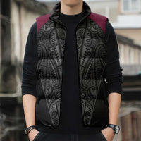 Queensland Maori Rugby Nga Hau e Wha Sleeveless Puffer Jacket Maroon Motif - Polynesian Pride