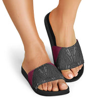 Queensland Maori Rugby Nga Hau e Wha Slide Sandals Maroon Motif - Polynesian Pride