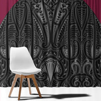 Queensland Maori Rugby Nga Hau e Wha Window Curtain Maroon Motif