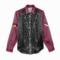 Queensland Maori Rugby Nga Hau e Wha Women Casual Shirt Maroon Motif LT9 - Polynesian Pride