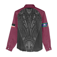 Queensland Maori Rugby Nga Hau e Wha Women Casual Shirt Maroon Motif LT9 - Polynesian Pride