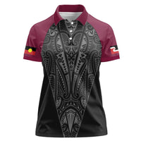 Queensland Maori Rugby Nga Hau e Wha Women Polo Shirt Maroon Motif LT9 Female Maroon - Polynesian Pride
