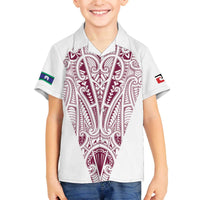 Queensland Maori Rugby Nga Hau e Wha Family Matching Off The Shoulder Long Sleeve Dress and Hawaiian Shirt White Motif LT9 Son's Shirt White - Polynesian Pride