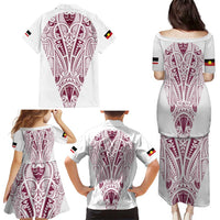 Queensland Maori Rugby Nga Hau e Wha Family Matching Puletasi and Hawaiian Shirt White Motif LT9 - Polynesian Pride
