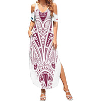 Queensland Maori Rugby Nga Hau e Wha Summer Maxi Dress White Motif