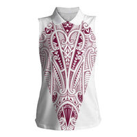 Queensland Maori Rugby Nga Hau e Wha Women Sleeveless Polo Shirt White Motif LT9 Female White - Polynesian Pride
