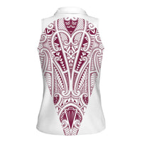 Queensland Maori Rugby Nga Hau e Wha Women Sleeveless Polo Shirt White Motif LT9 - Polynesian Pride