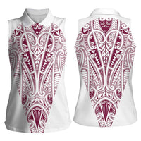 Queensland Maori Rugby Nga Hau e Wha Women Sleeveless Polo Shirt White Motif LT9 - Polynesian Pride