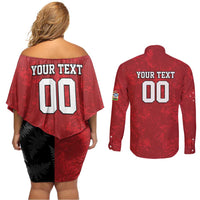 Custom British Lions-AUNZ Couples Matching Off Shoulder Short Dress and Long Sleeve Button Shirt Australia-New Zealand Indigenous Motif