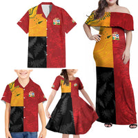 Custom British Lions-AUNZ Family Matching Off Shoulder Maxi Dress and Hawaiian Shirt Australia-New Zealand Indigenous Motif LT9 - Polynesian Pride