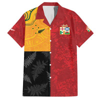 Custom British Lions-AUNZ Family Matching Off Shoulder Maxi Dress and Hawaiian Shirt Australia-New Zealand Indigenous Motif LT9 Dad's Shirt - Short Sleeve Red - Polynesian Pride