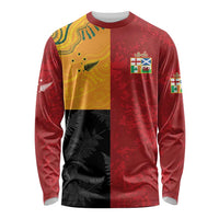 Custom British Lions-AUNZ Long Sleeve Shirt Australia-New Zealand Indigenous Motif LT9 Unisex Red - Polynesian Pride