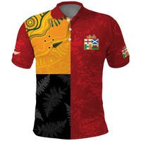 Custom British Lions-AUNZ Polo Shirt Australia-New Zealand Indigenous Motif LT9 Red - Polynesian Pride