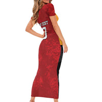 Custom British Lions-AUNZ Short Sleeve Bodycon Dress Australia-New Zealand Indigenous Motif LT9 - Polynesian Pride