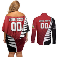 Custom British Lions New Zealand Couples Matching Off Shoulder Short Dress and Long Sleeve Button Shirt Half Black Fern