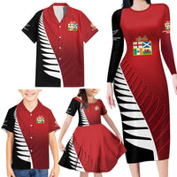 Custom British Lions New Zealand Family Matching Long Sleeve Bodycon Dress and Hawaiian Shirt Half Black Fern