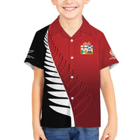 Custom British Lions New Zealand Family Matching Tank Maxi Dress and Hawaiian Shirt Half Black Fern LT9 Son's Shirt Red - Polynesian Pride