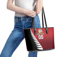Custom British Lions New Zealand Leather Tote Bag Half Black Fern