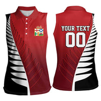 Custom British Lions New Zealand Women Sleeveless Polo Shirt Half Black Fern LT9 - Polynesian Pride