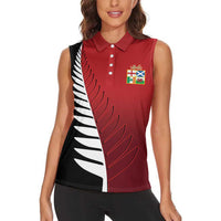 Custom British Lions New Zealand Women Sleeveless Polo Shirt Half Black Fern LT9 - Polynesian Pride