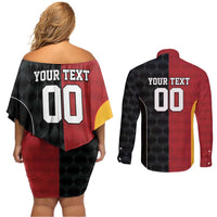 Custom British Lions New Zealand Couples Matching Off Shoulder Short Dress and Long Sleeve Button Shirt Sporty Style
