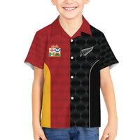 Custom British Lions New Zealand Family Matching Off Shoulder Maxi Dress and Hawaiian Shirt Sporty Style LT9 Son's Shirt Black - Polynesian Pride