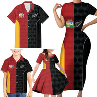 Custom British Lions New Zealand Family Matching Short Sleeve Bodycon Dress and Hawaiian Shirt Sporty Style