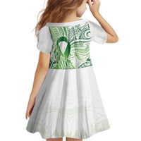 Its Okay Green Ribbon Personalised Kid Short Sleeve Dress Polynesian Depression Awareness