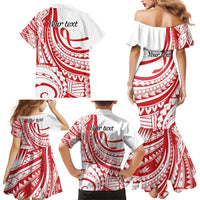 Know Your Status Red Ribbon Personalised Family Matching Mermaid Dress and Hawaiian Shirt Polynesian AIDS Awareness LT9 - Polynesian Pride