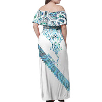 Kahui Whetu Paua shell Kowhaiwhai Taniko Personalised Family Matching Off Shoulder Maxi Dress and Hawaiian Shirt Manta Ray Shark-Turtle Maori Tribal Style LT9 - Polynesian Pride