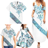 Kahui Whetu Paua shell Kowhaiwhai Taniko Personalised Family Matching Summer Maxi Dress and Hawaiian Shirt Manta Ray Shark-Turtle Maori Tribal Style LT9 - Polynesian Pride
