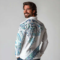 Kahui Whetu Paua shell Kowhaiwhai Taniko Personalised Long Sleeve Polo Shirt Manta Ray Shark-Turtle Maori Tribal Style LT9 - Polynesian Pride