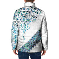 Kahui Whetu Paua shell Kowhaiwhai Taniko Personalised Padded Jacket Manta Ray Shark-Turtle Maori Tribal Style