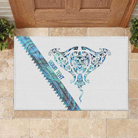 Kahui Whetu Paua shell Kowhaiwhai Taniko Personalised Rubber Doormat Manta Ray Shark-Turtle Maori Tribal Style LT9 Blue - Polynesian Pride