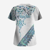 Kahui Whetu Paua shell Kowhaiwhai Taniko Personalised Scrub Top Manta Ray Shark-Turtle Maori Tribal Style