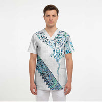 Kahui Whetu Paua shell Kowhaiwhai Taniko Personalised Scrub Top Manta Ray Shark-Turtle Maori Tribal Style