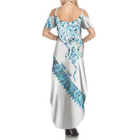 Kahui Whetu Paua shell Kowhaiwhai Taniko Personalised Summer Maxi Dress Manta Ray Shark-Turtle Maori Tribal Style LT9 - Polynesian Pride