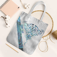 Kahui Whetu Paua shell Kowhaiwhai Taniko Personalised Tote Bag Manta Ray Shark-Turtle Maori Tribal Style LT9 White Strap One Size Blue - Polynesian Pride