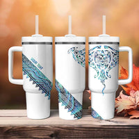 Kahui Whetu Paua shell Kowhaiwhai Taniko Personalised Tumbler With Handle Manta Ray Shark-Turtle Maori Tribal Style LT9 - Polynesian Pride