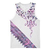 Mawhero Paua shell Kowhaiwhai Taniko Personalised Basketball Jersey Manta Ray Shark-Turtle Maori Tribal Style LT9 Unisex Pink - Polynesian Pride