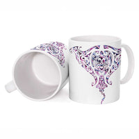 Mawhero Paua shell Kowhaiwhai Taniko Personalised Ceramic Mug Manta Ray Shark-Turtle Maori Tribal Style