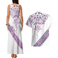 Mawhero Paua shell Kowhaiwhai Taniko Personalised Couples Matching Tank Maxi Dress and Hawaiian Shirt Manta Ray Shark-Turtle Maori Tribal Style LT9 - Polynesian Pride