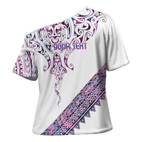 Mawhero Paua shell Kowhaiwhai Taniko Personalised Cross Shoulder Shirt Manta Ray Shark-Turtle Maori Tribal Style LT9 - Polynesian Pride