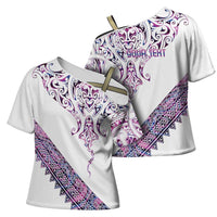 Mawhero Paua shell Kowhaiwhai Taniko Personalised Cross Shoulder Shirt Manta Ray Shark-Turtle Maori Tribal Style LT9 - Polynesian Pride