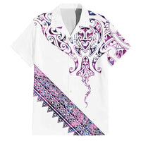 Mawhero Paua shell Kowhaiwhai Taniko Personalised Family Matching Tank Maxi Dress and Hawaiian Shirt Manta Ray Shark-Turtle Maori Tribal Style LT9 Dad's Shirt - Short Sleeve Pink - Polynesian Pride