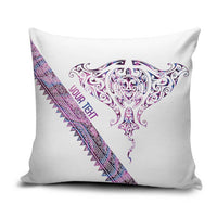 Mawhero Paua shell Kowhaiwhai Taniko Personalised Pillow Cover Manta Ray Shark-Turtle Maori Tribal Style LT9 Pink - Polynesian Pride