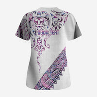 Mawhero Paua shell Kowhaiwhai Taniko Personalised Scrub Top Manta Ray Shark-Turtle Maori Tribal Style