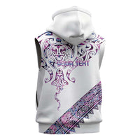 Mawhero Paua shell Kowhaiwhai Taniko Personalised Sleeveless Zip Hoodie Manta Ray Shark-Turtle Maori Tribal Style LT9 - Polynesian Pride